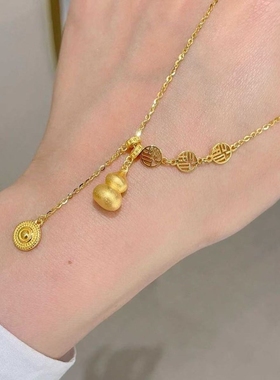 新中式福字葫芦吊坠项链女轻奢小众设计毛衣链简约气质百搭配饰