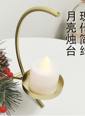 几何不锈钢蜡烛台金属半圆创意烛台售楼处样板间餐桌摆件烛光晚餐