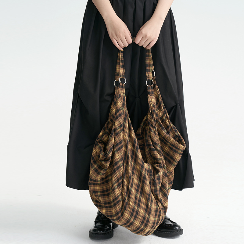 陆与山屿原创自制格子多形态帆布斜挎单肩背包休闲手提简约时尚包,淘宝优惠券,粉丝福利购,淘宝优惠卷