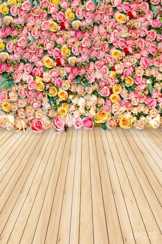 2023新款婚纱摄影背景纸儿童风景玫瑰花墙主题影楼婚纱拍照背景布 - 图0