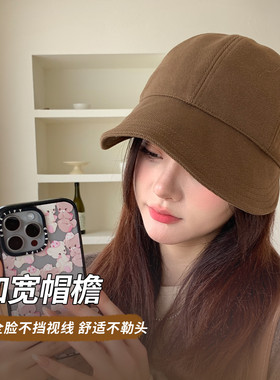 真享帽子女时装鸭舌帽春秋高级感纯色时尚八角帽遮脸显脸小大帽檐