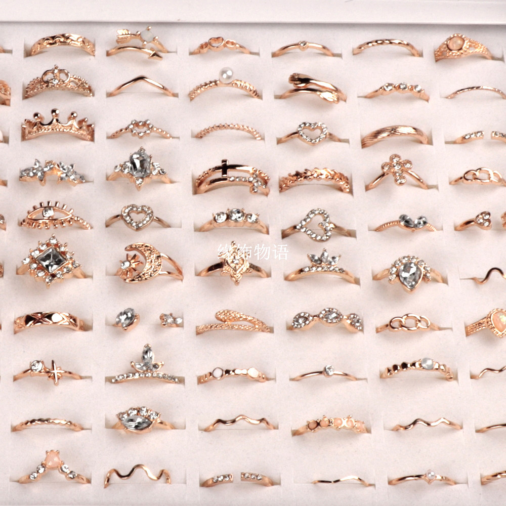 100 boxes of female rings student gold ins personalized fashion ring college style jewelry gift stationery store stall