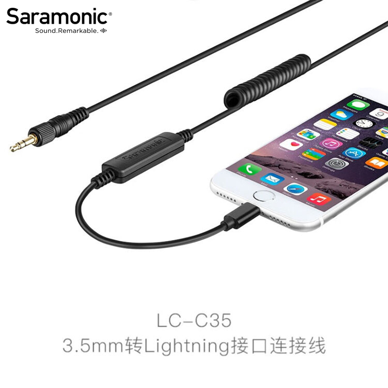 枫笛 Saramonic  LC-C35 手机转接线 无线领夹麦克风手机相机直播 - 图0