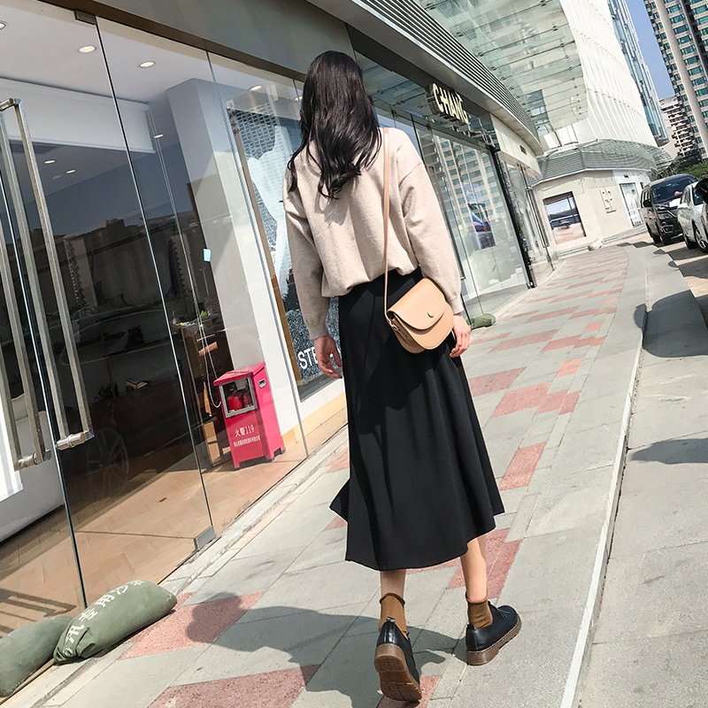 a字裙ins风女初秋中长款半身裙 然可服饰半身裙