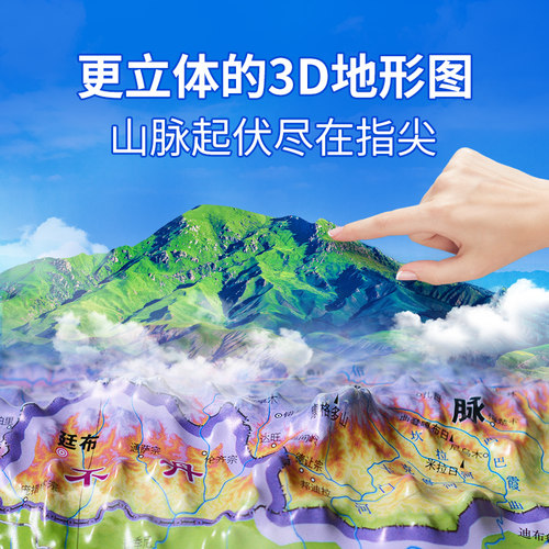 【北斗官方】2026年3D立体图 中国地图和世界地图共2张 92*67cm大尺寸3d精雕凹凸立体地形图 办公室挂图墙贴三维学生地理用 - 图1