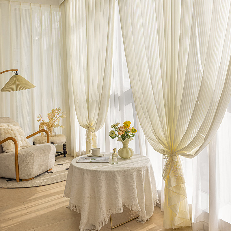奶油色竖百叶纱帘透光不透人梦幻帘客厅阳台幻影纱窗帘2025新款沙,淘宝优惠券,粉丝福利购,淘宝优惠卷
