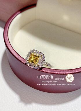 公主女戒山茶仿真简约戒指方钻