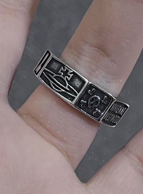 欧美暗黑朋克风个性开口戒指女ins潮冷淡风十字架不规则星芒指环