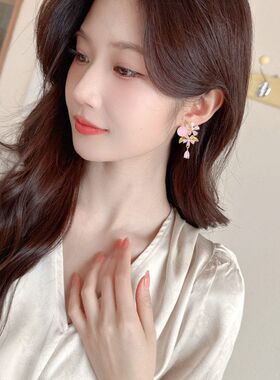 甜美轻奢锆石气质耳饰新款清新
