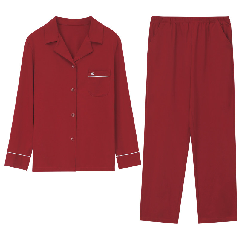 新款全棉结婚春秋款情侣一对睡衣 雪仙丽睡衣/家居服套装