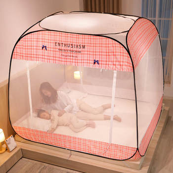 ຕິດຕັ້ງຟຣີ yurt mosquito net ເຮືອນສາມປະຕູ 1.8m1.5 ຕຽງ 2m ຫໍພັກນັກສຶກສາ bunk bed curtain one