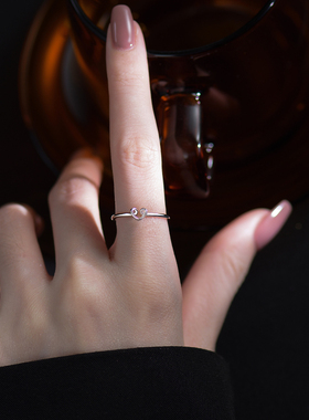 情侣对戒925纯银爱心戒指女新款