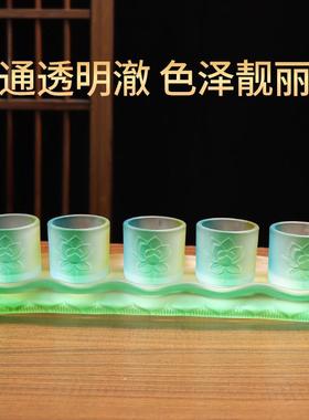 琉璃三连供杯家用佛前贡杯供水杯供佛杯财神圣水杯观音莲花净水杯