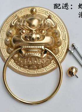 仿古铜兽头门环中式狮子头虎头拉手麒麟大门把手复古木门拉环