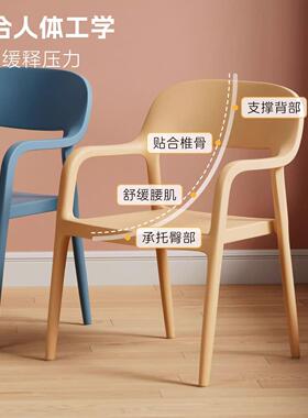塑料椅子可叠放家用加厚餐椅北欧餐厅扶手靠背椅现代简约餐桌凳子