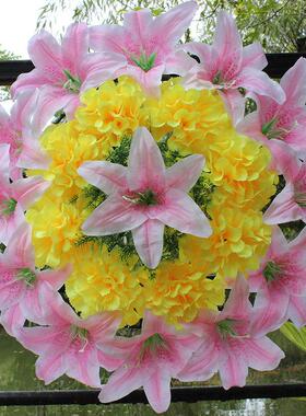 清明节假花墓碑花扫墓上坟用花祭奠塑料花圈丧葬花冬至花祭祀用品