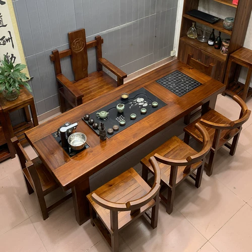 Чайный стол старой лодки и стул Комбинированный магазин кунг -фу чайный стол с твердым деревом чай