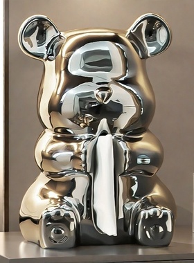 暴力熊纸巾盒客厅纸抽盒陶瓷抽纸盒摆件创意卡通餐巾纸盒高颜值