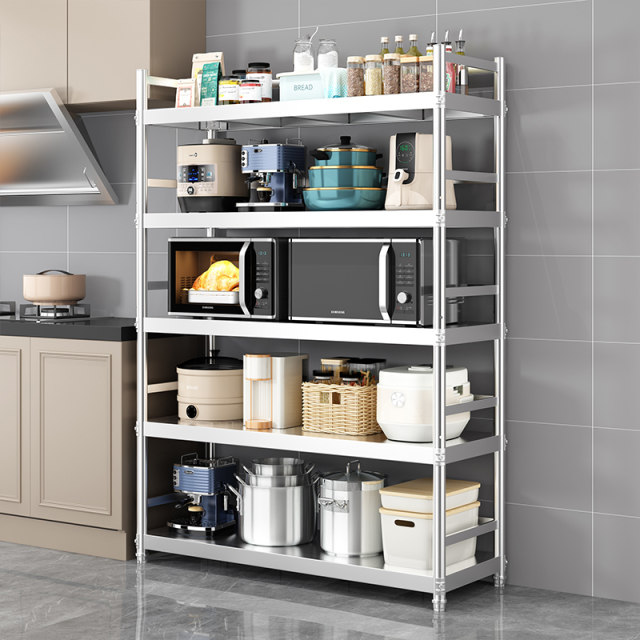 Stainless steel kitchen shelf multi-function floor-standing shelf multi-layer storage household shelf storage goods shelf storage shelf