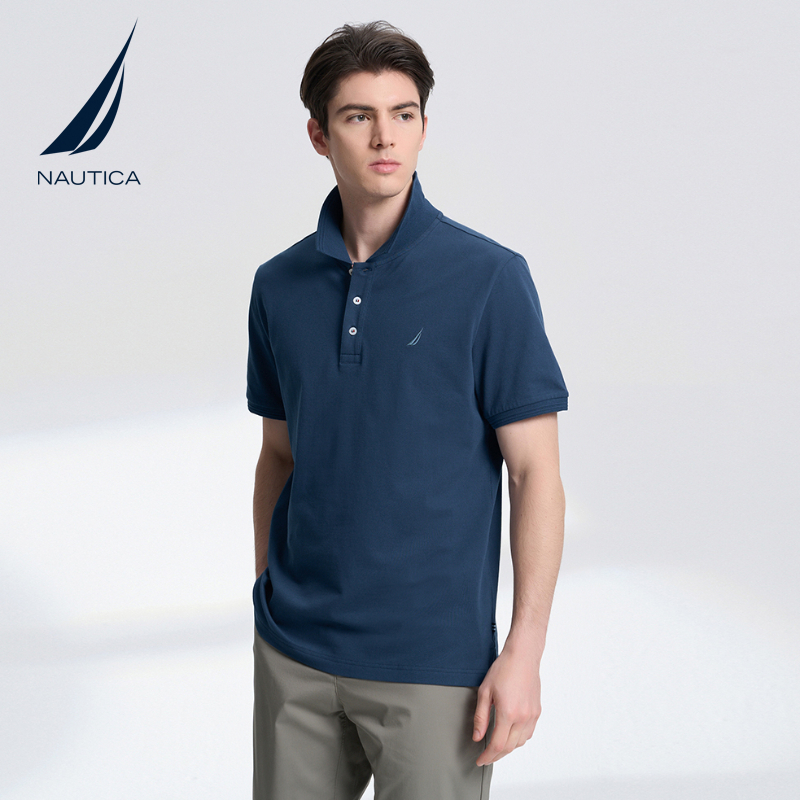 NAUTICA/诺帝卡男装夏季商务休闲透气微弹翻领短袖T恤polo衫男 - 图2