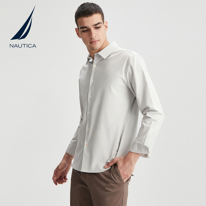 NAUTICA/诺帝卡男装商务休闲舒适简约暖燚绒纯色长袖衬衫WC1311_虎窝淘
