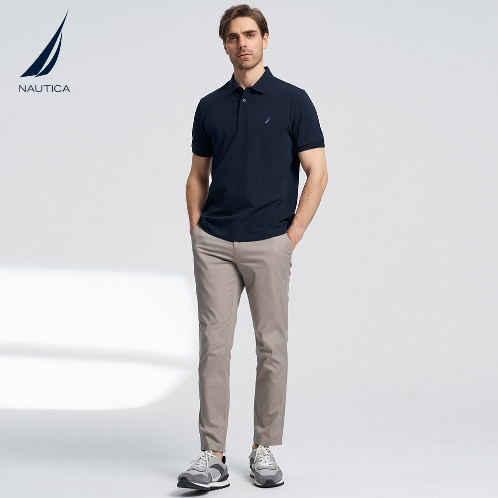 NAUTICA/诺帝卡男装24夏季新品珠地透气亲肤多色短袖POLO衫T恤 - 图0