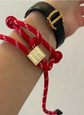 miu同款手工情侣手绳气质吊坠挂绳彩色编织绳手链平替miu24年新款