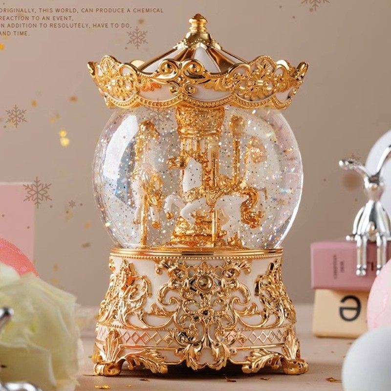 新年飘雪八音盒鸟之诗水晶球儿童女孩生日礼物摆件旋转木马音乐盒,淘宝优惠券,粉丝福利购,淘宝优惠卷