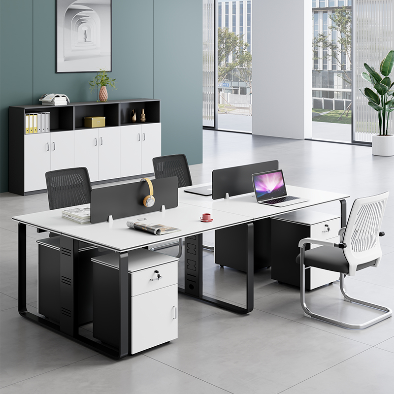 职员办公桌椅组合简约现代4/6人位员工电脑卡座隔断工位办公家具 - 图0