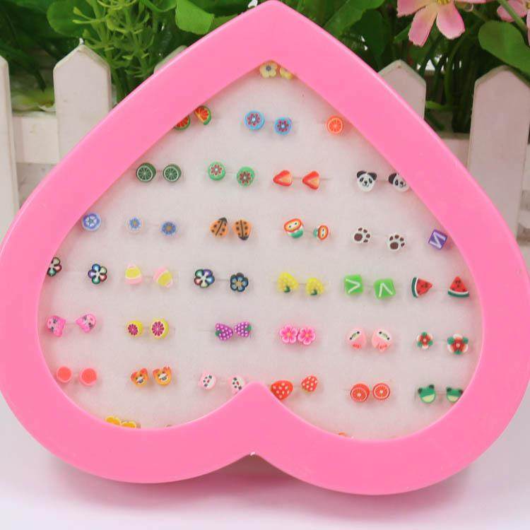 韩版水果软陶桃心礼盒防过敏耳钉 晶嘉悦耳钉