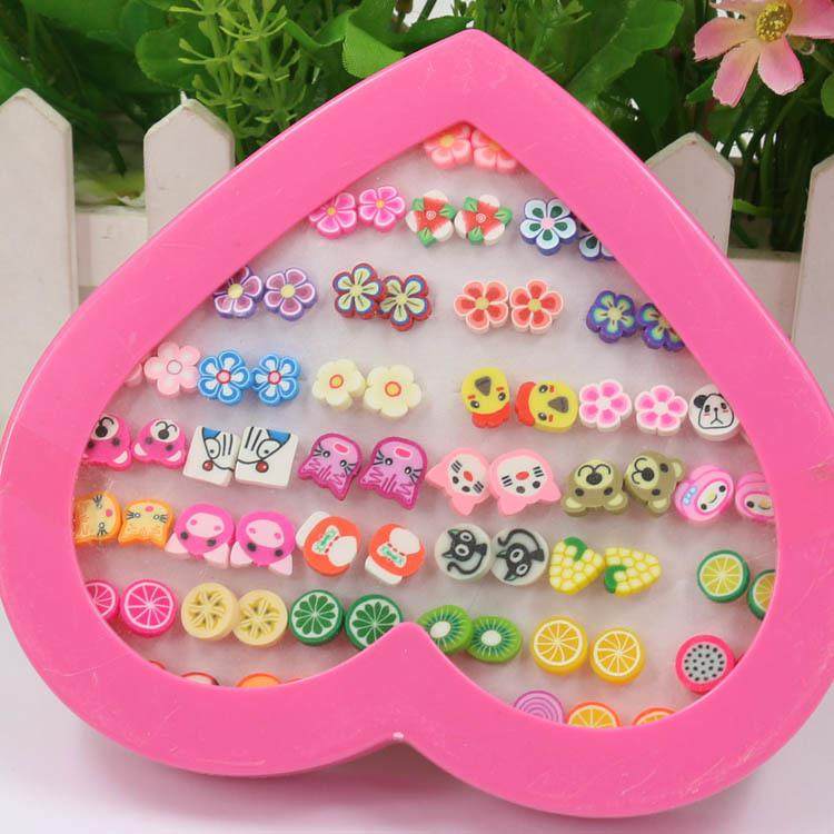 韩版水果软陶桃心礼盒防过敏耳钉 晶嘉悦耳钉