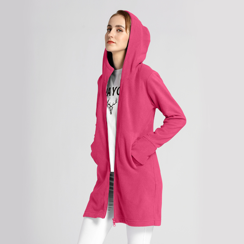 加拿大出口户外保暖抓绒拉链开衫卫衣中长款摇粒珊瑚绒上衣外套女 - 图2