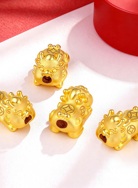 千年珠宝黄金貔貅手链女足金999五帝币转运珠编绳手绳新款正品