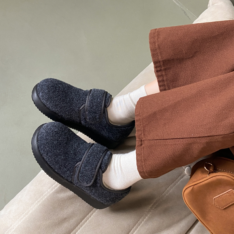 魔术贴毛毛棉鞋女2025年秋冬新款复古厚底休闲舒适加绒勃肯雪地靴 - 图1