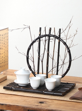竹一哥小型竹工艺品摆件装饰花架