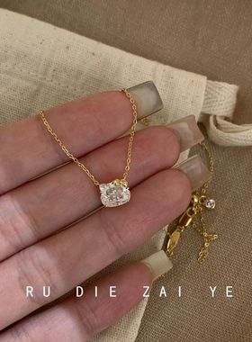 如蝶在野 甜心kt！超嗲敲可爱kt猫蝴蝶结项链轻奢高级感锁骨链