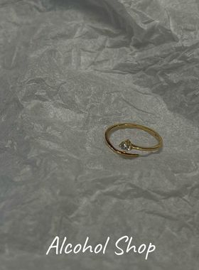 如蝶在野 自制s925通体镀银锆石精致小众极简流星极细开口尾戒