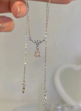 日升月落 原创水滴高级小众复古ins锁骨链项链镀银女简约设计感