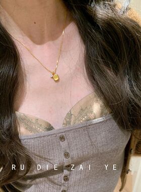 如蝶在野 vintage中古拉丝小方糖项链女千金轻奢复古高级感锁骨链