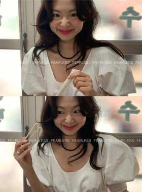 如蝶在野 同款简约黑色串珠项链女暗黑高级感手工串珠锁骨链