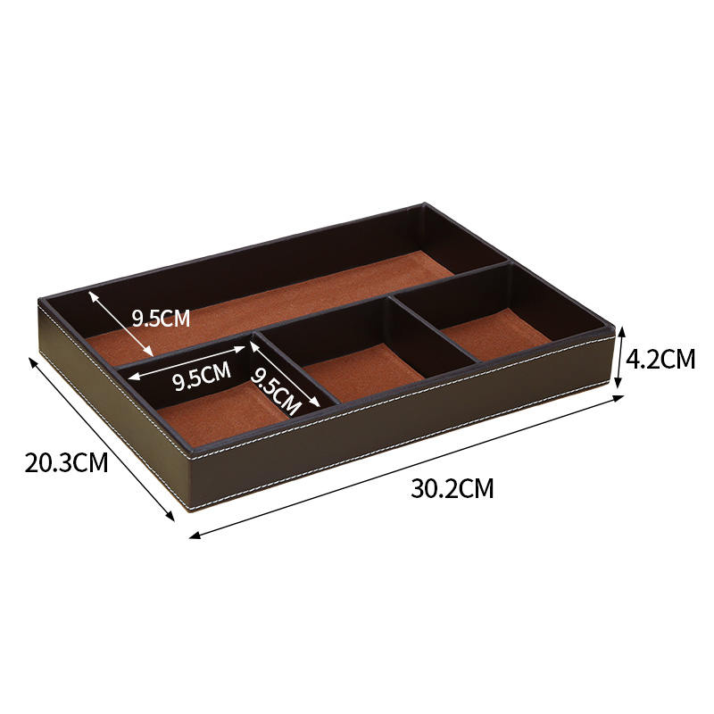 钥匙收纳盒创意门口玄关零钱桌面收纳盘抽屉分隔皮革杂物置物盒