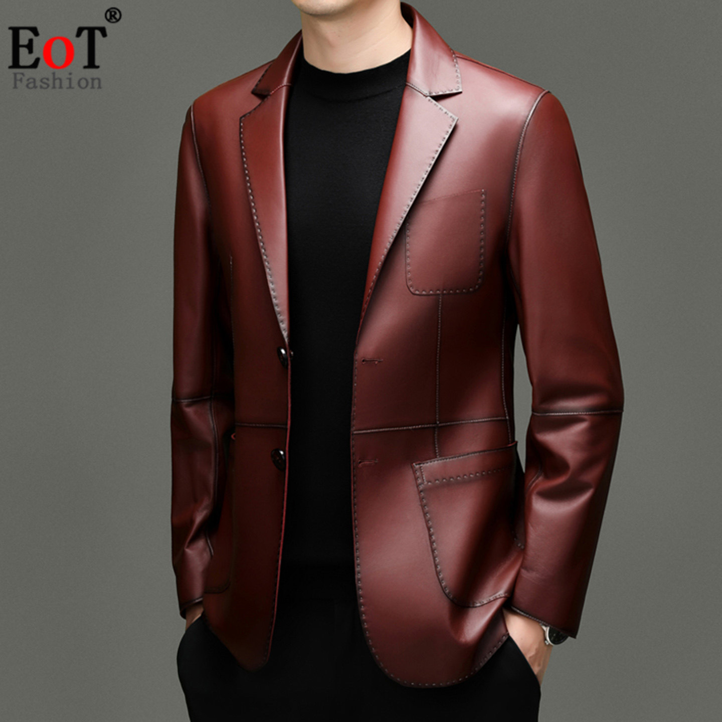 秋冬新款高档真皮小西服男潮头层绵羊皮皮西装男皮衣外套皮夹克潮,淘宝优惠券,粉丝福利购,淘宝优惠卷