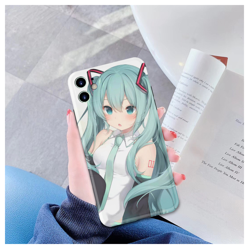 日系可爱初音未来萌妹动漫适用iPhone14苹果12promax15全包光面华为p50/mate60pro/nova11一加9小米13u手机壳-图0