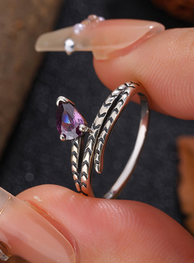 TOOK Otnament新款S925紫钻纹理戒指女气质百搭宴会节日指环品ins