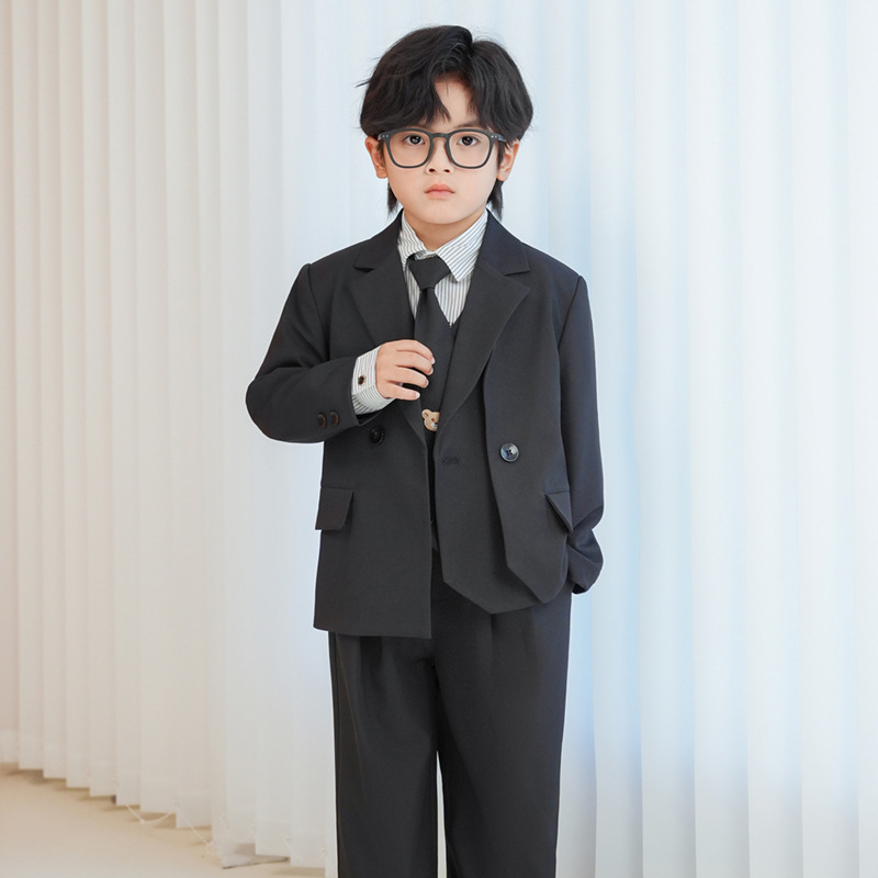 男童西装套装儿童痞帅礼服小主持人生日宴钢琴演出服花童西服英伦 - 图2