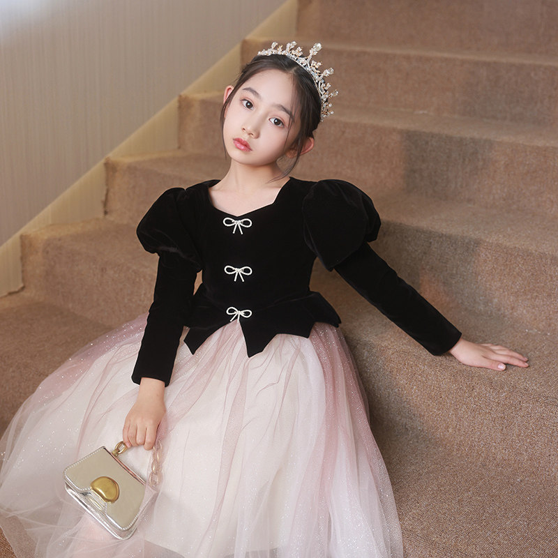 儿童礼服长袖女童婚纱花童绝美公主裙生日宴会晚礼服主持人服装秋,淘宝优惠券,粉丝福利购,淘宝优惠卷