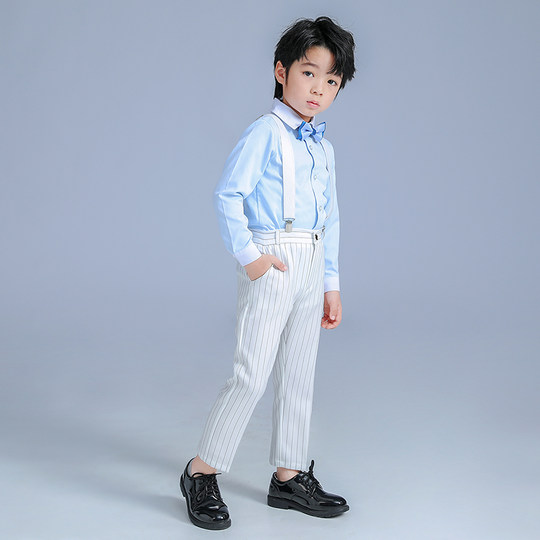 男童西装马甲套装儿童礼服背带裤走秀钢琴演出服小孩花童西服夏季