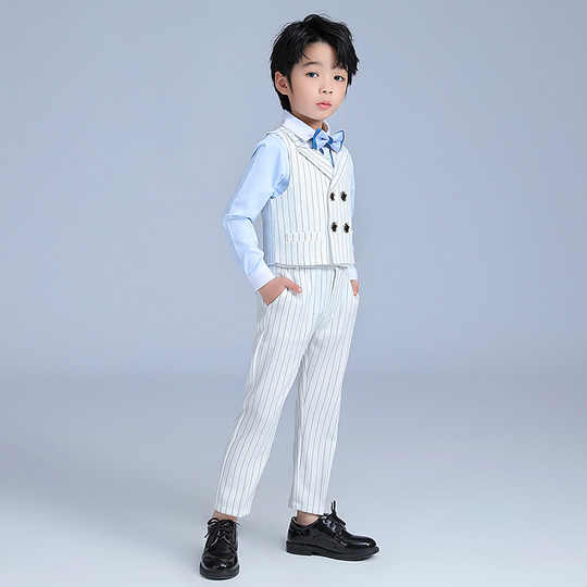 男童西装马甲套装儿童礼服背带裤走秀钢琴演出服小孩花童西服夏季
