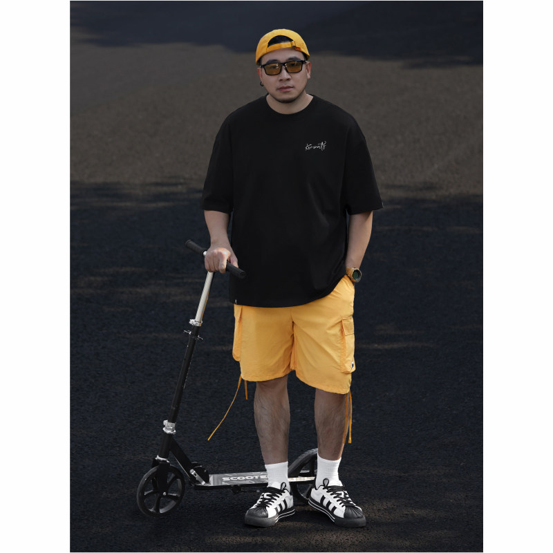 KERWATS品牌大码男装花朵字母刺绣肥佬潮牌加大号休闲落肩短袖t恤,淘宝优惠券,粉丝福利购,淘宝优惠卷