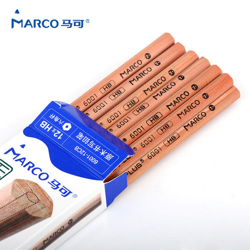 Marco马可品牌书写办公铅笔原木2H HB 2B学生用六角铅笔12支装纸盒WS6001包邮批发 - 图2